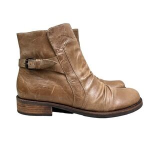 Matisse Ankle Boots Vince Brown Leather Ruched Buckle Strap Women Size‎ 8M